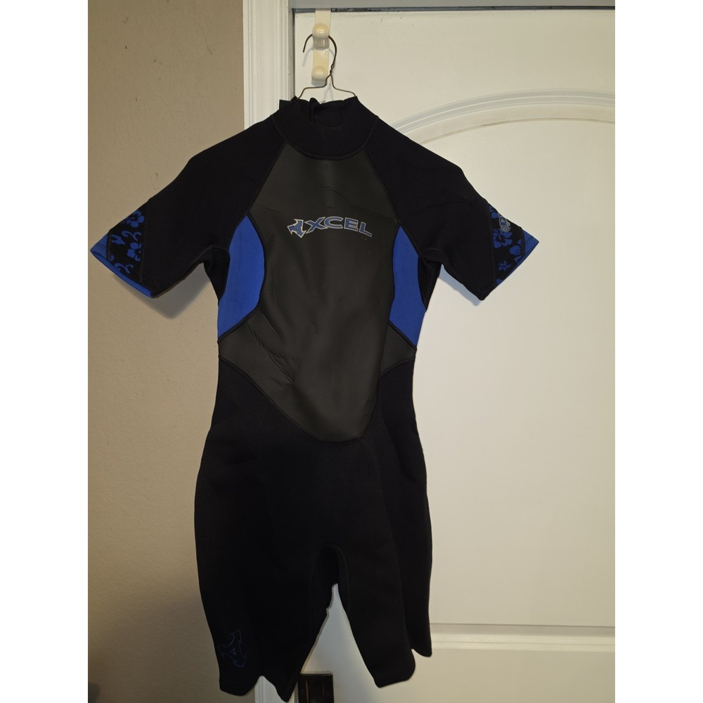Xcel Black & Blue Springsuit SLX 2.0 Ultra Stretch Youth Size 8 Back Zipper